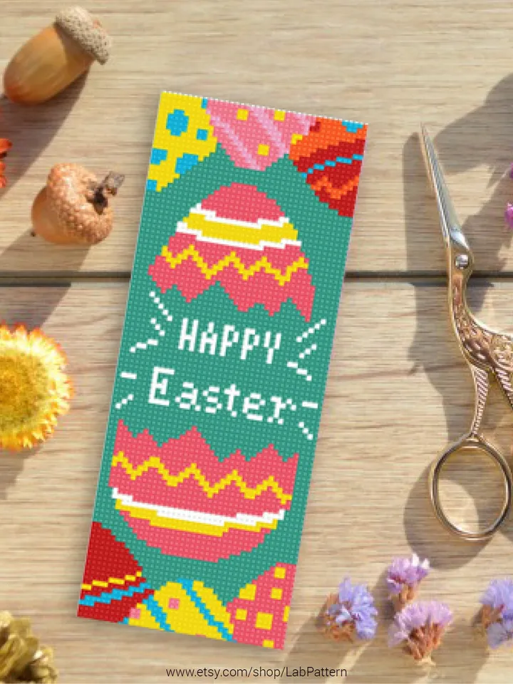 Happy Easter 4 Bookmarks Set Cross stitch pattern | Embroidery Pattern | Instant Download | Embroidery Designs
