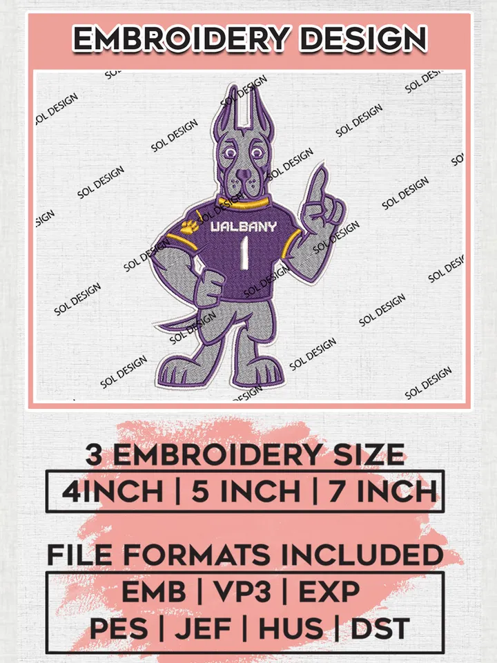 UAlbany Great Danes NCAA Team Mascot Logo embroidery designs, NCAA UAlbany Great Danes Logo Machine embroidery files, NCAA Team Logo embroidery designs, NCAA Game Day Machine embroidery designs, Digital Download