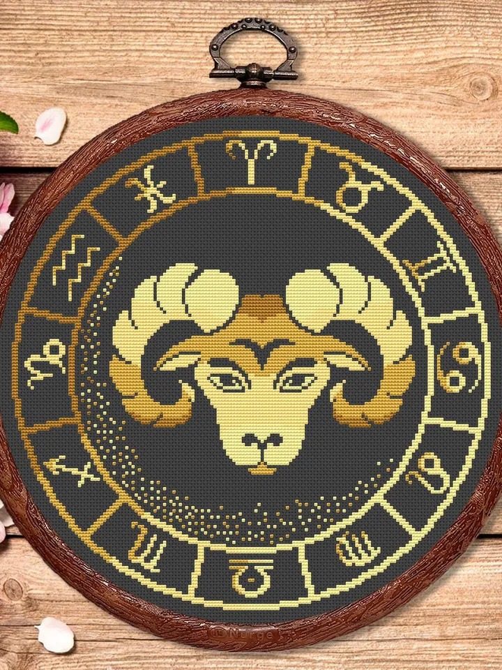 Aries Cross Stitch Pattern, Zodiac Cross Stitch, Embroidery Zodiac, Aries Pattern, Signs of the Zodiac Pattern, Modern Cross Stitch #zdc001