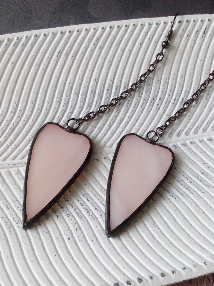 HEART earrings, stained glass, st Valentine, valentines, kawaii earrings, Love earrings, Dangle earrings, Tiffany