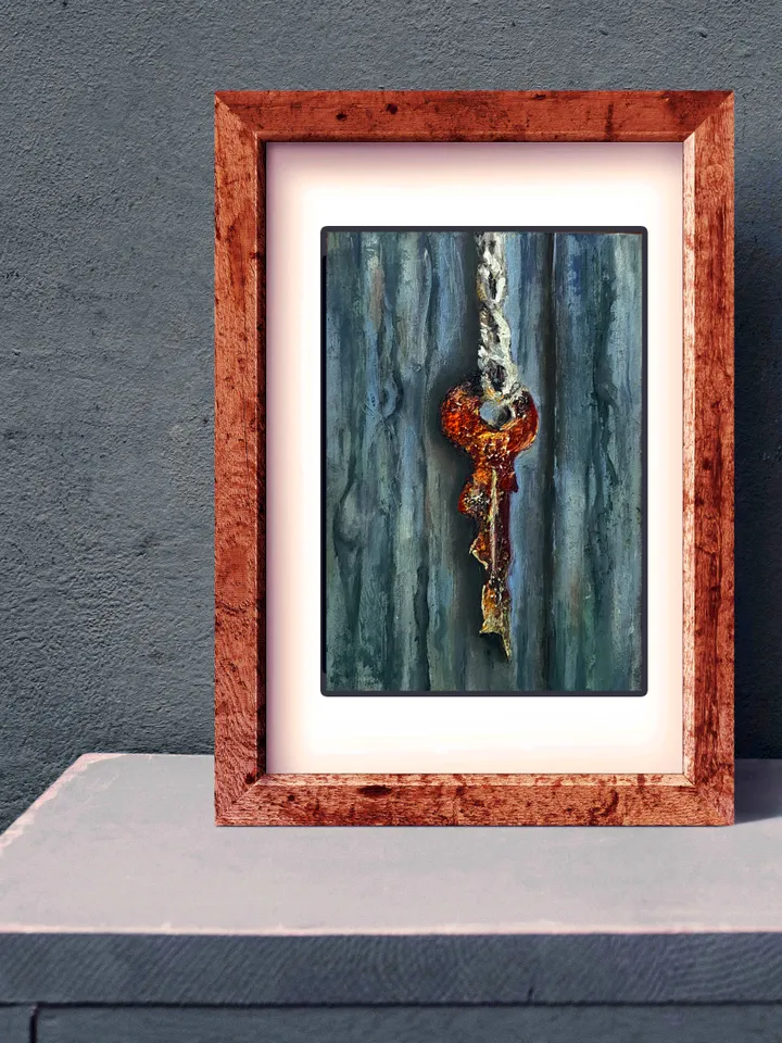 oil painting Rusty key 21x13,5 cm (8.28 х 5,3 inches)