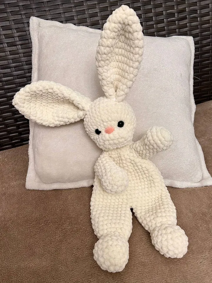 Crochet bunny snuggler Handmade toy for kids Cute rabbit toy plushie