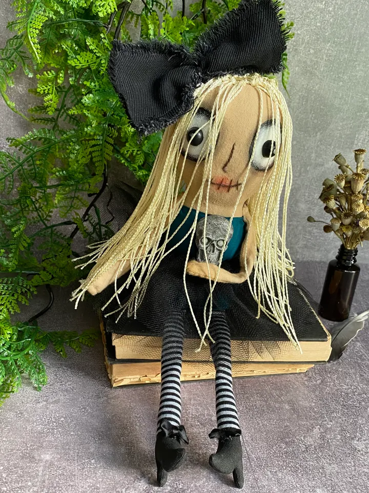 Creepy Cute doll . Rag doll . Goth gifts for her . Halloween home decor . Halloween gift ideas . Handmade doll .