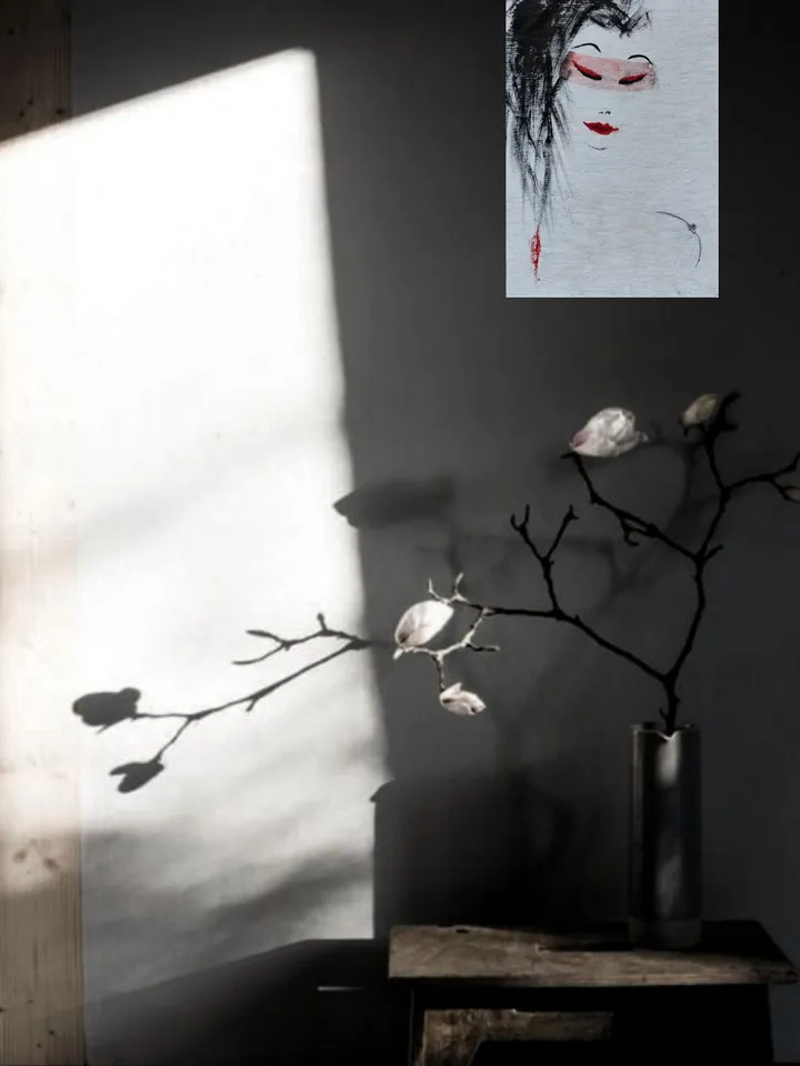 Naked woman Original painting Wabi-sabi