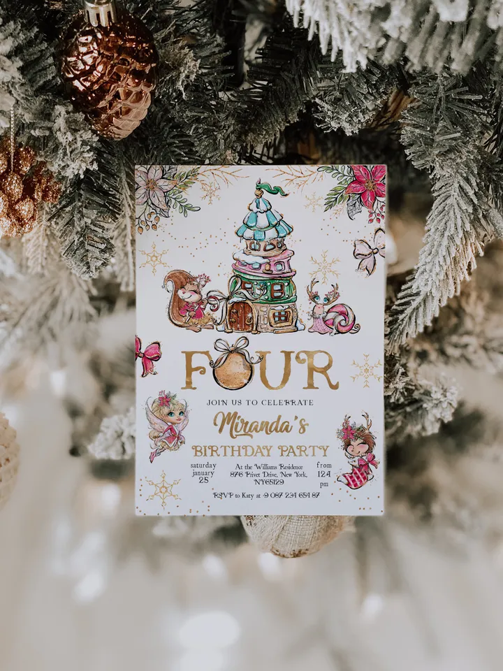 Christmas Pixie Birthday Invitation; Magical Fairy Invitation; Enchanted Fairy Birthday Party Invitation; Christmas Birthday any age; CF1