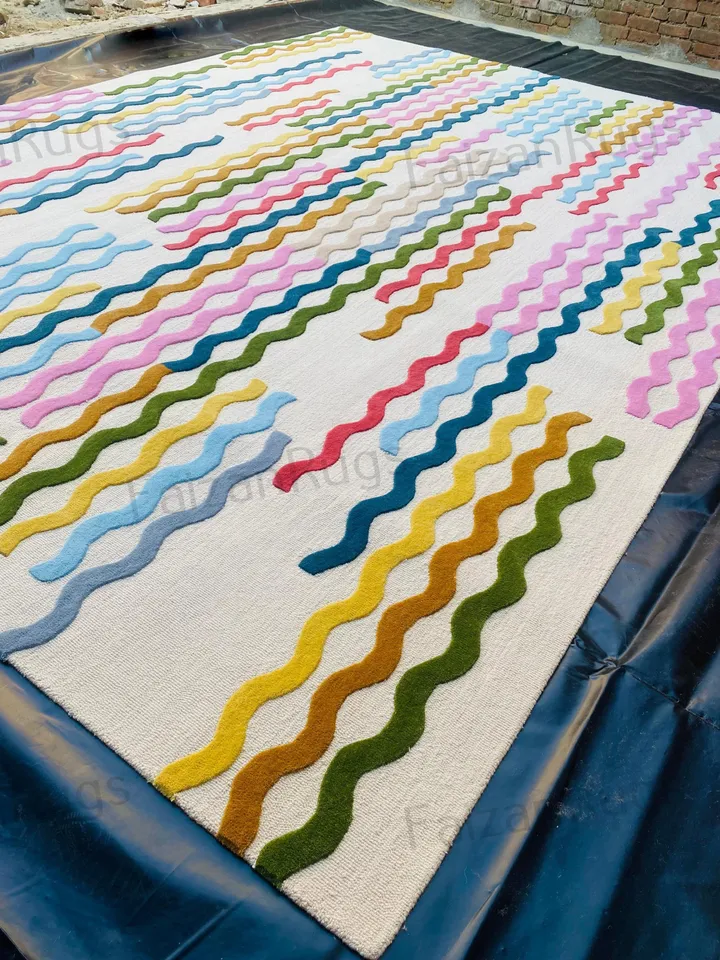 Buy Multi Color Rug Hand Tufted Modern Rug Handmade Wool Carving Rug Large Area Home Rug for Living Dining Bedroom 10x10 8x10 9x12 10x14