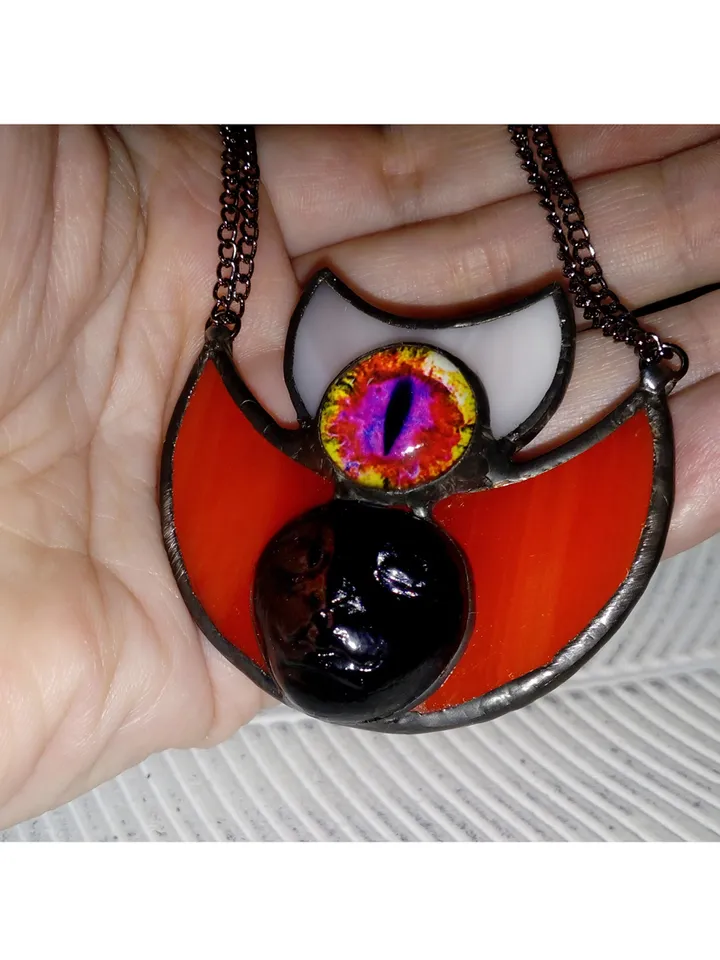 Moon crescent necklace, blood moon necklace, black lilith, soldered crescent, Halloween moon, witchy aesthetic