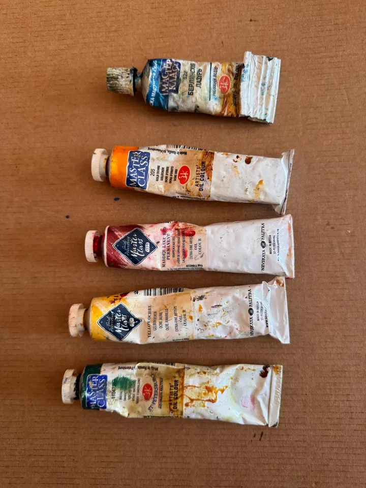 Oil Paints Tubes 46 ml/ 1.55 oz Professional Paints Used Oil Painting Set of 5