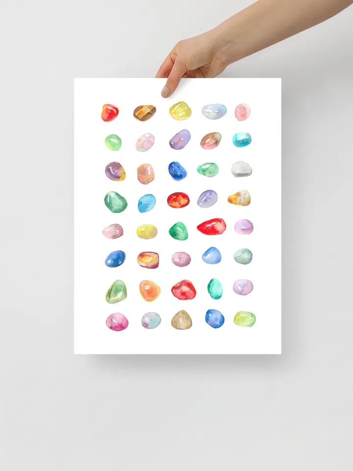 Gemstones Watercolor Art Print Mineral Poster Chakra Gifts Gems And Minerals Geology Art Print Crystal Wall Art Chakra Gift Colorful Poster