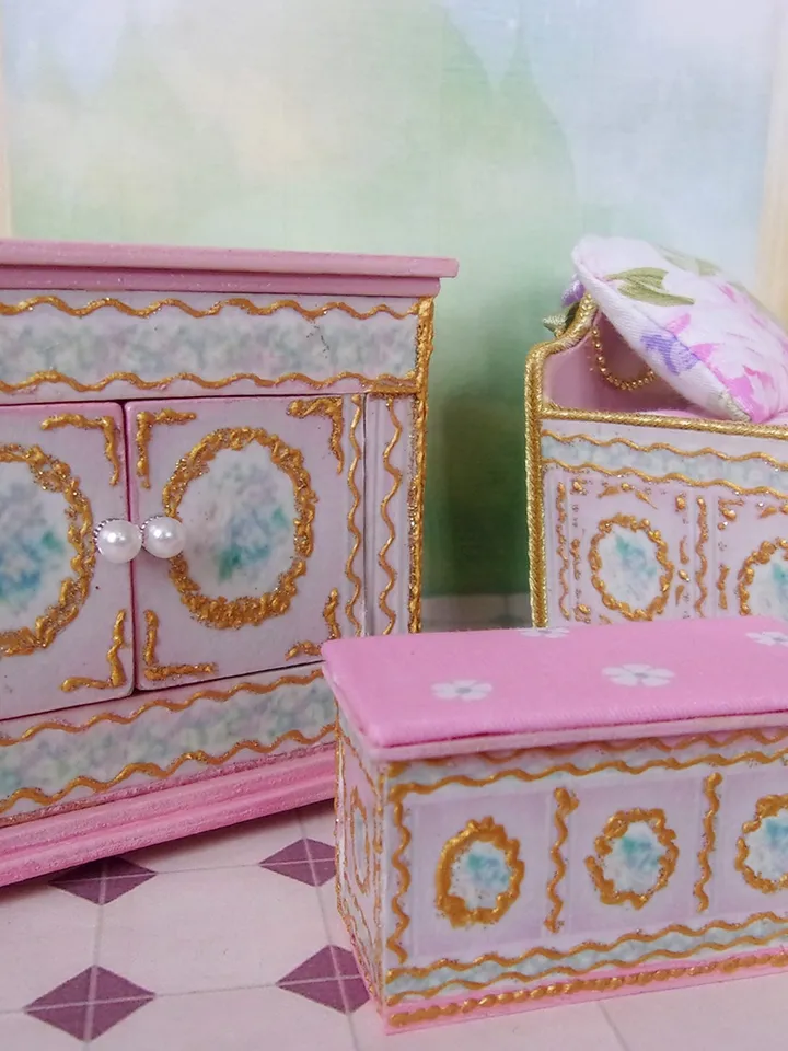 Dollhouse roombox furniture. Furniture for dolls. Furniture set.1:12