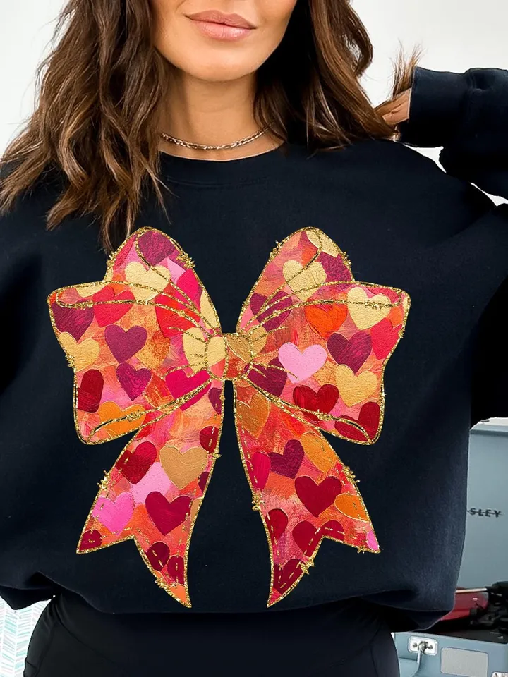 Valentine Day Heart Bow Brushstroke png, Valentine png, Valentines day Png, xoxo png, valentine png designs, Coquette Valentine Png Trendy