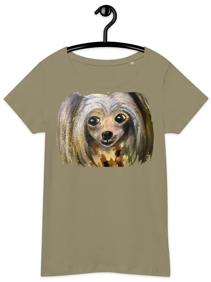Chinese crested dog Women’s basic organic t-shirt made with my original watercolor painting,unique wearable gift for animals ,dogs lovers.