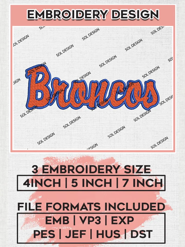 NCAA Broncos College Football Team Logo embroidery designs, NCAA Boise State Broncos Logo Machine embroidery files, NCAA Team Logo embroidery designs, NCAA Game Day Machine embroidery designs, Digital Download