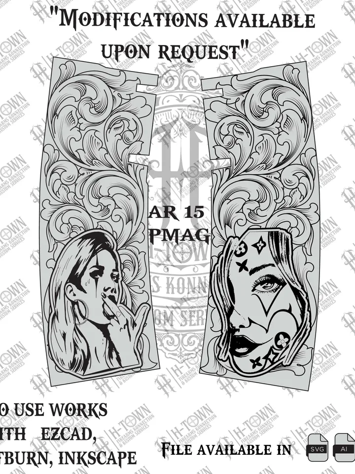 Skull King AR 15 Pmag Wrap | Playing Card Engraving | Svg Png Ai EPS | Laser Ready Design