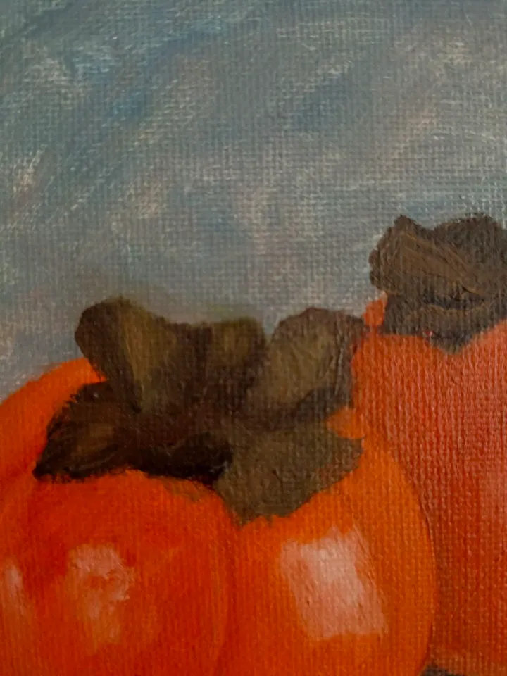 Oil painting Still life Juicy orange persimmon
