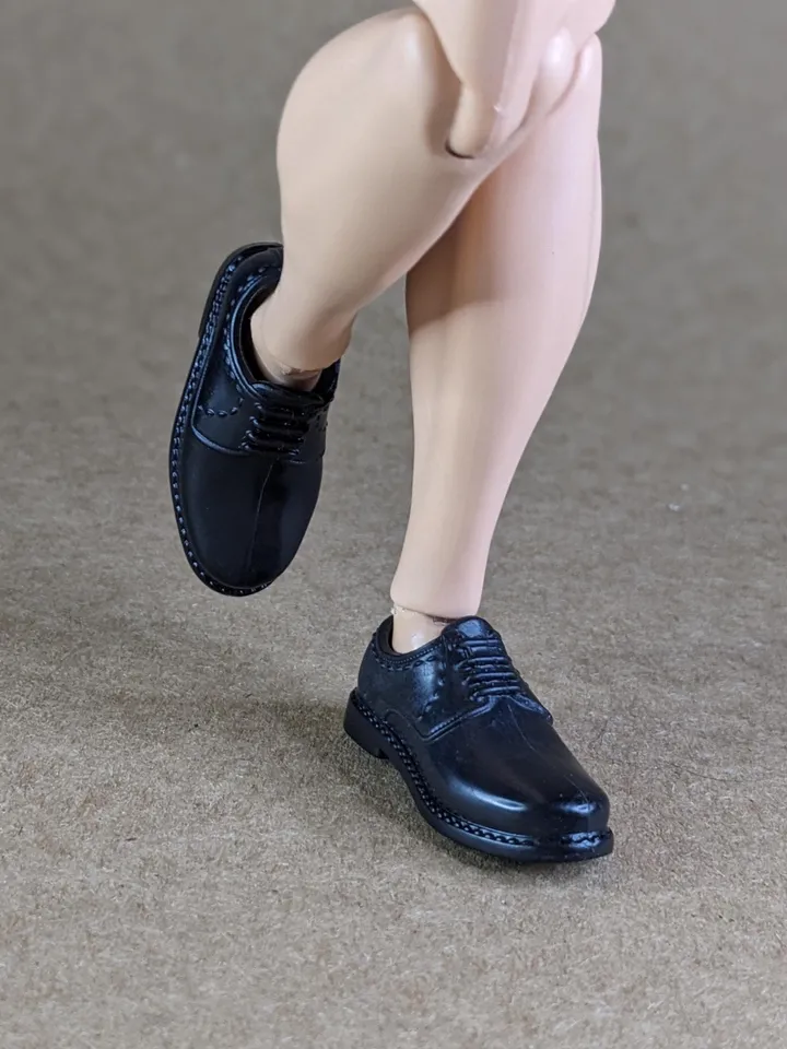 Classic black shoes  for wide feet 1/6 scale male dolls
