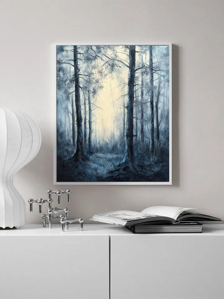 Forest Original Painting Oil Landscape Foggy Forest Wall Art