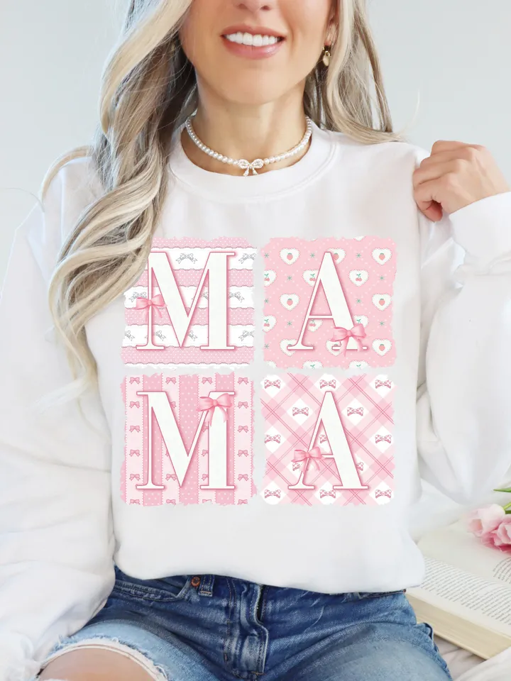 Coquette MAMA Design, Pink Plaid Mama png, Pink Mama png, Soft Girl Era png, Pink Bow, Aesthetic, Social Club png, Coquette shirt design Png