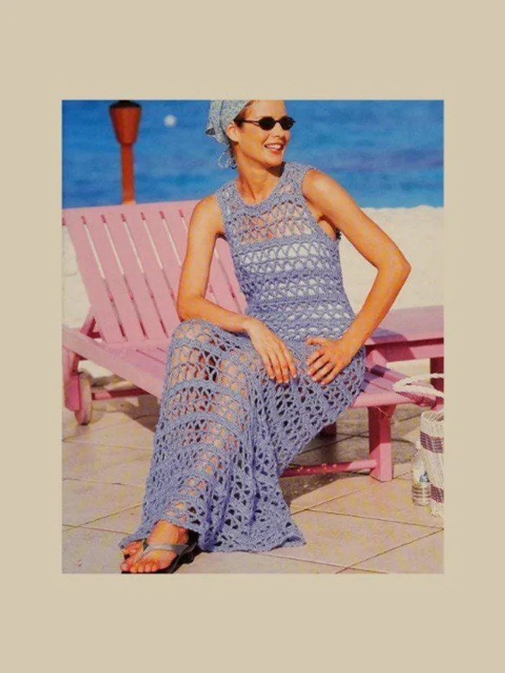 Crochet dress pattern, crochet long dress pattern, beach dress crochet, tunic beach crochet , mesh crochet dress pdf