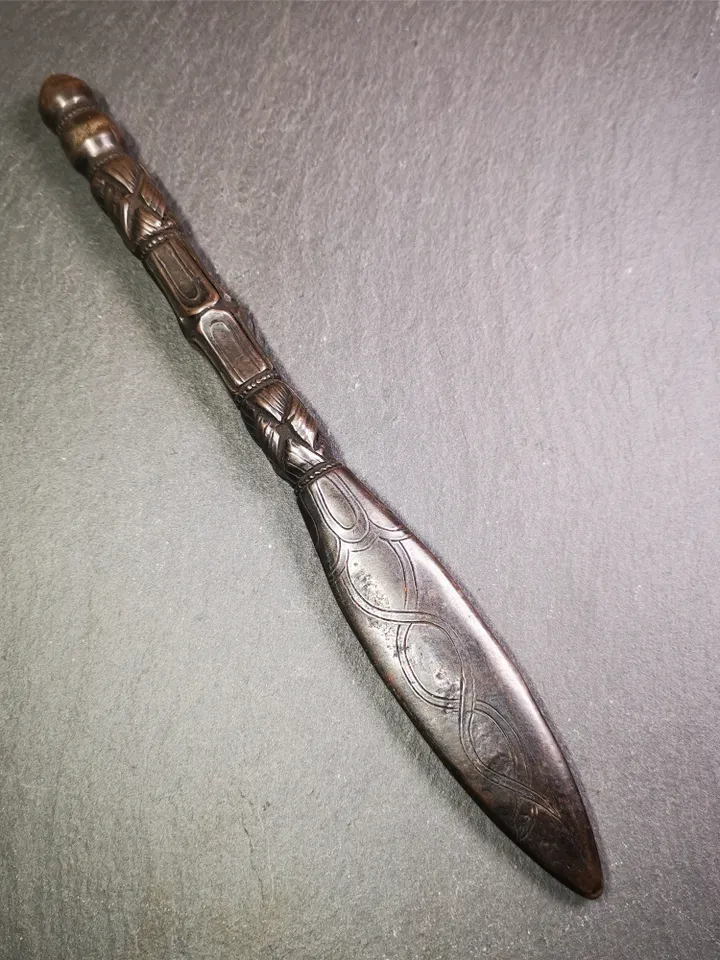 Gandhanra Handmade Tibetan Buddhist Ritual Implement - Kila -Dorje Phurba,Black Manjusri Sword,Made of Cold Iron inlaid with Copper, 9"