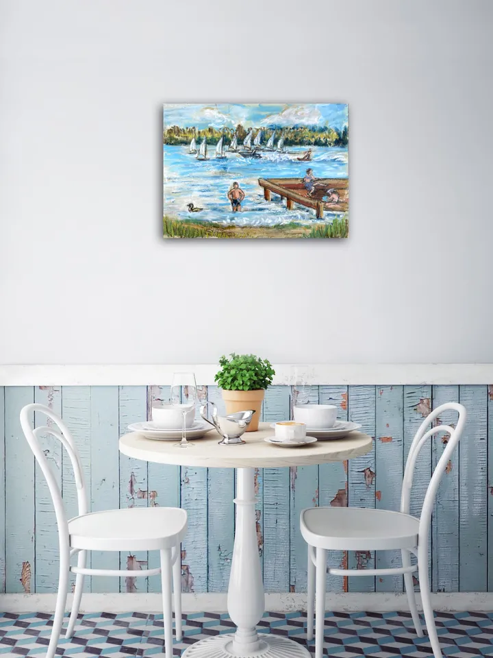 Painting “Waterfront with yachts”
Impressionism technique