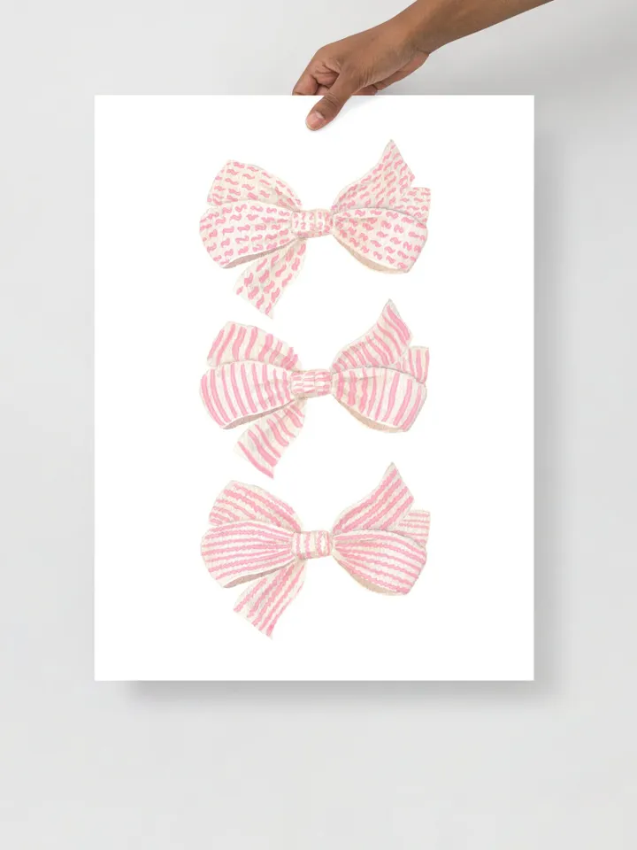 Pink Bow Watercolor Painting Print, Girly Wall Art, Teen Girl Wall Art, Baby Girl Gift, Preppy Painting, Coquette Room Decor, Trendy Print