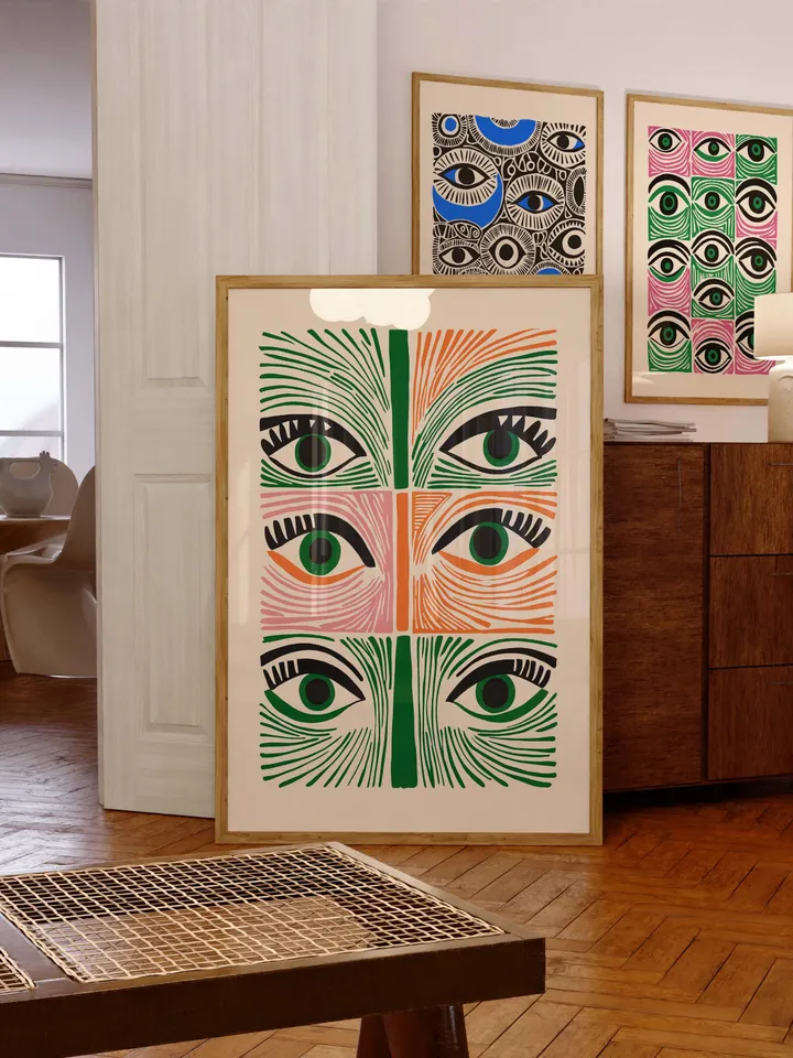 Abstract Eye Wall Art, Colorful Modern Eye Prints, Minimalist Digital Eye Poster, Vibrant Home Office Decor, Instant Download, Crazy eyes