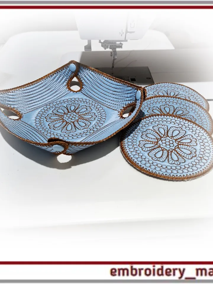 In the hoop embroidery design vase and cup holders quilting by Embroidery Manavi 05