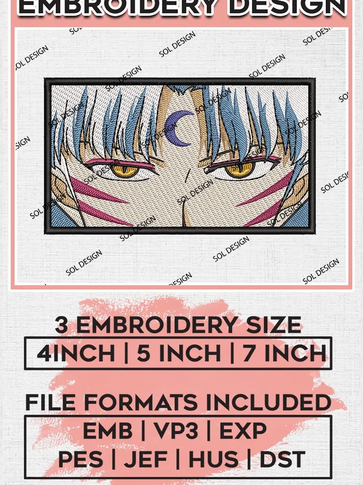 Sesshomaru Embroidery Designs, Sesshomaru Embroidery Files, InuYasha Machine Embroidery Pes Files, Digital Download EMB_ANIME_119