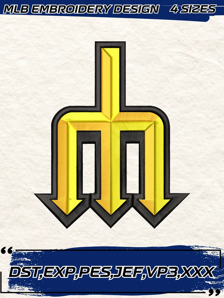 Seattle Mariners Cap Logo Embroidery Design,MLB Embroidery Design,Machine Embroidery Design File,4 Sizes, Digital Download