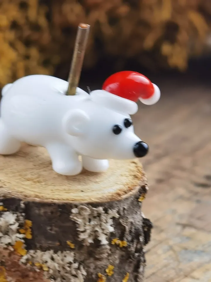Glass beads Polar Bear beads Lampwork beads polar bear figurine Glass bear Miniature bear Tiny glass animals Blown glass art Terrarium