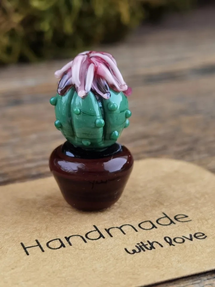 GLASS FIGURINES Cactus figurine Tiny cactus miniature cactus Blown glass art cactus ornaments Aquarium decor Cacti Succulent Dollhouse decor