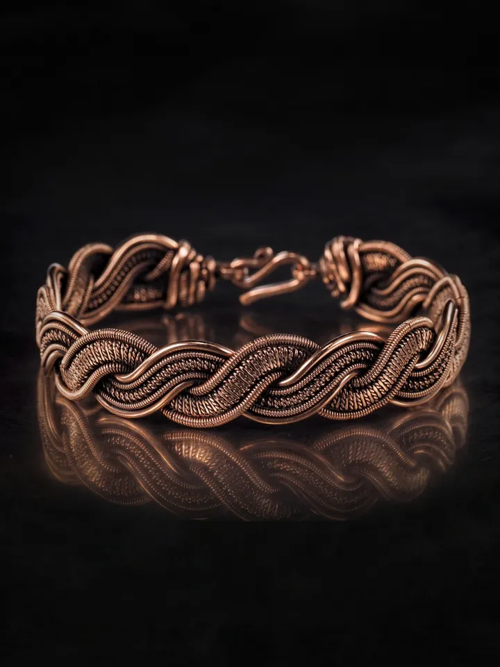 Woven copper wire bracelet Antique style handcrafted copper jewelry Unique gift