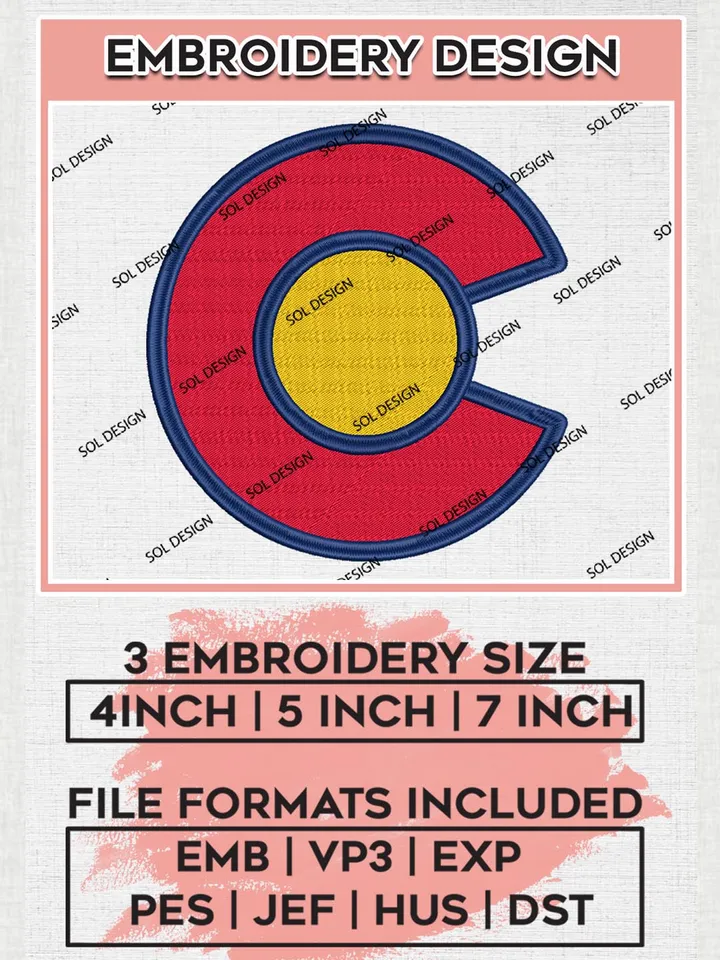 NHL Team Colorado Avalanche Logo Embroidery Designs, NHL Colorado Avalanche Team Logo Embroidery, Hockey Team Logo embroidery Files, NHL Avalanche, Machine embroidery Files, Digital Download