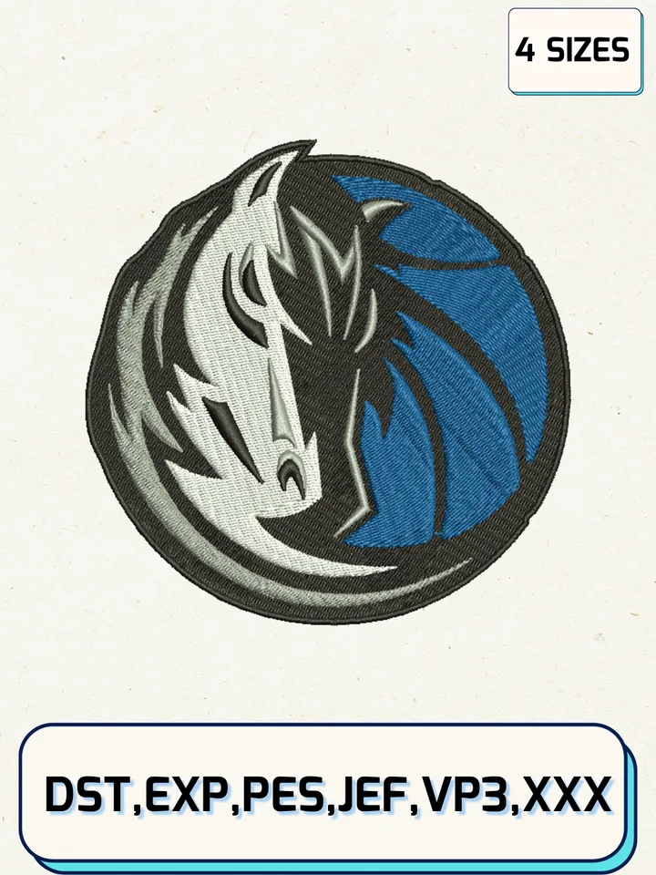 Dallas Mavericks Logo Embroidery Design Files,NBA Logos Embroidery Designs,Machine Embroidery Files,4 Sizes