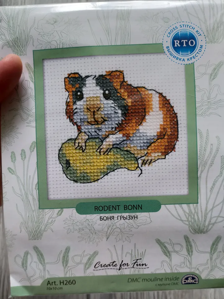 Set of 3 cross stitch kits guinea pig