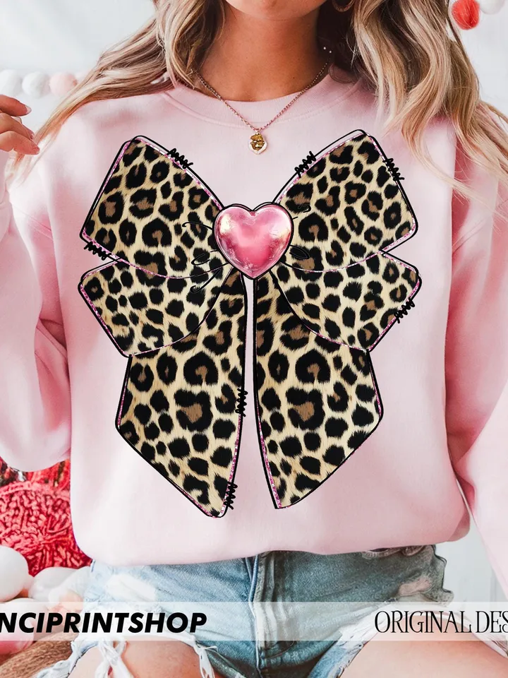 Coquette leopard valentines bow png, Valentines Day Bow png, Valentines png, Leopard Bow png, Xoxo png, Coquette Valentines png, Heart png