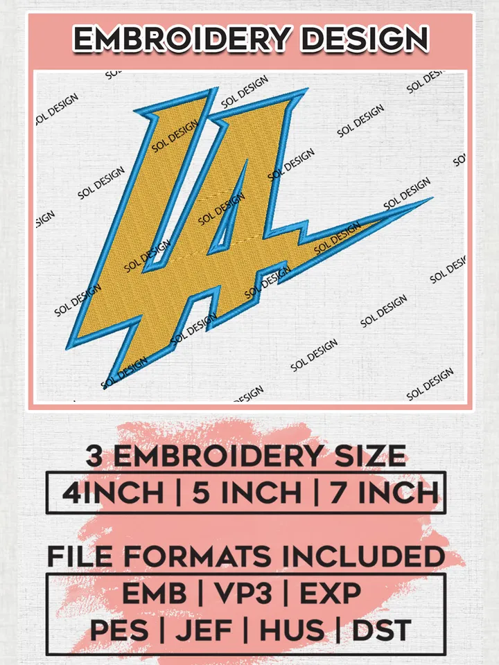NFL Los Angeles Chargers Embroidery Designs, NFL Chargers Embroidery Designs, NFL Embroidery Designs, NFL LA Chargers Machine Embroidery Design, Digital Download