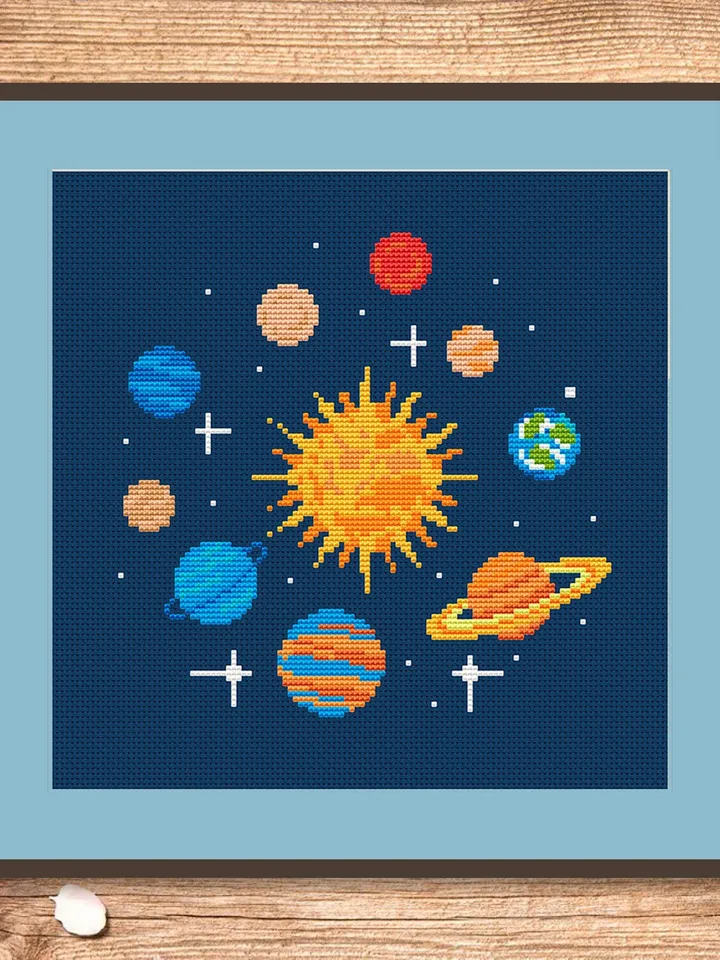 Solar System Cross Stitch Pattern, Planets Cross Stitch Pattern, SunPattern, Space Cross Stitch Pattern, Solar System Patterns #spc011