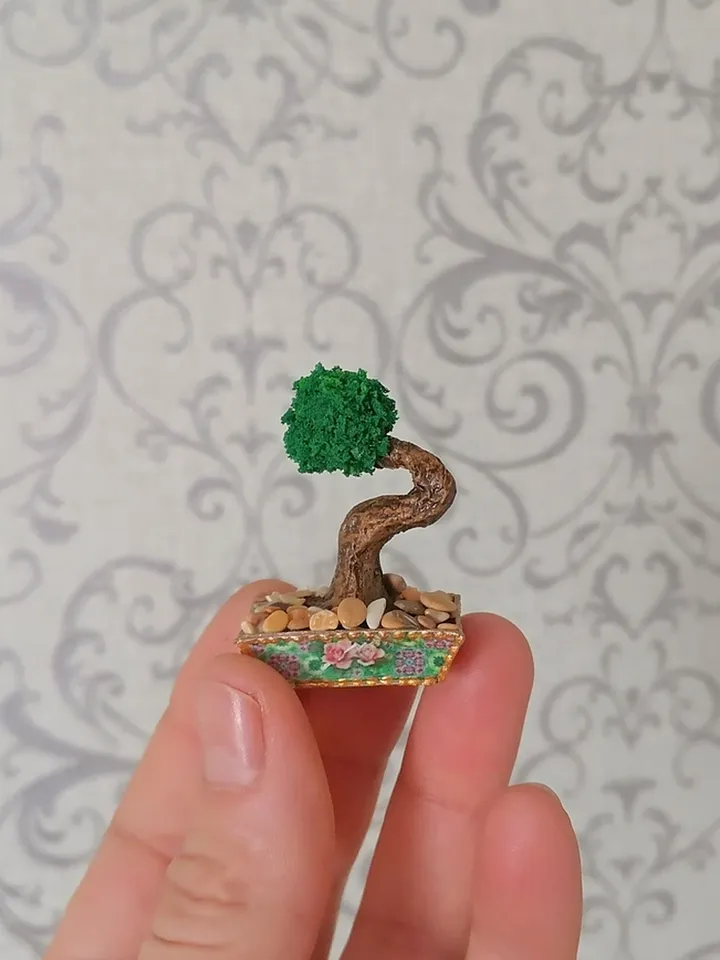 Bonsai. Plant for puppet miniature.Dollhouse miniature.1:12 scale.