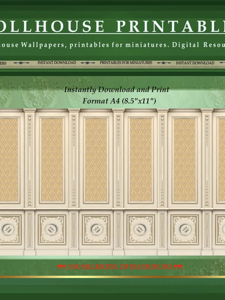 Wallpapers- Set 7-v3 | Printables for Dollhouses and Unique Miniature Projects | Digital Downloads | in Scale 1/12th