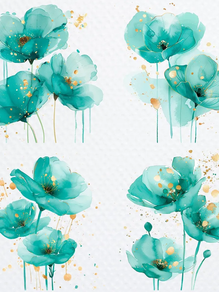 16 Abstract Flowers PNG Bundle, Flowers Print, Alcohol ink Watercolor clipart for sublimation, High Quality PNGs, Paper craft, junk journals