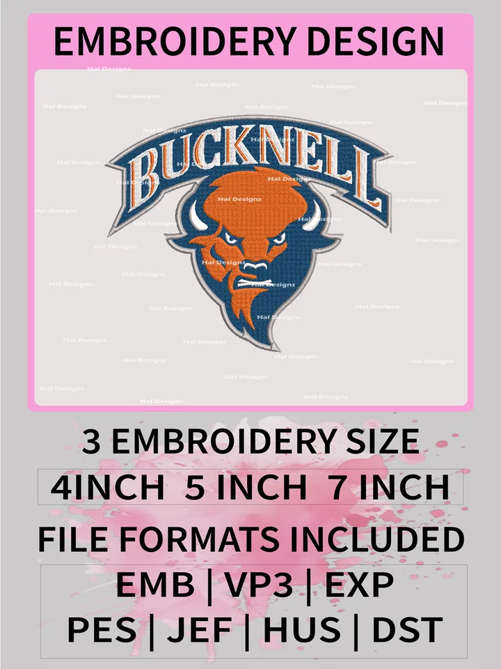 NCAA Bucknell Bison Embroidery File, 3 Sizes, 6 Formats, NCAA Machine Embroidery Design, NCAA Logo, NCAA Teams