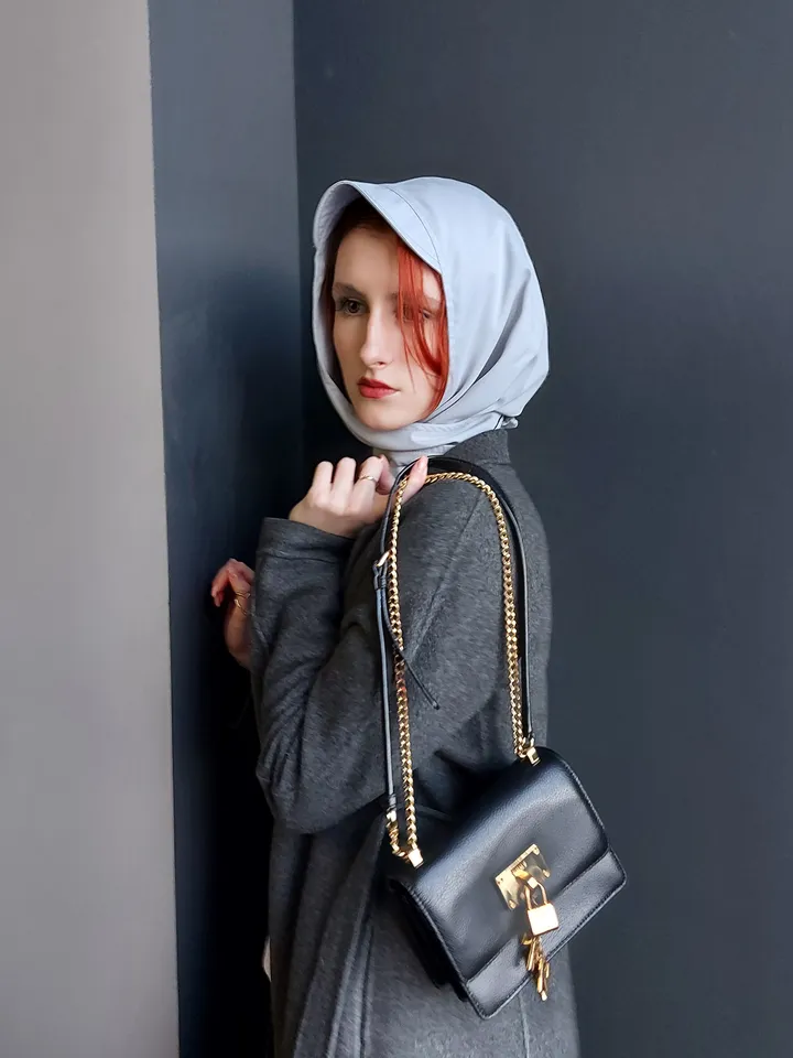 Brim headscarf Wrap visor hat cotton raincoat fabric, Pull on head scarf Women bonnet, detachable hood, Muslim hijab wrap hair loss headwear,