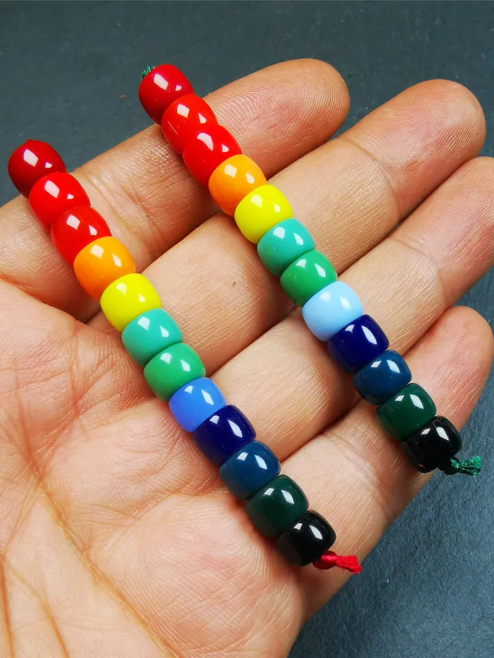 Gandhanra 1 Set of 2 Strings Sherpa Glaze Beads,Marker Beads for Mala / Necklace,Prayer Beads Accessories,0.3&quot; × 0.24&quot;