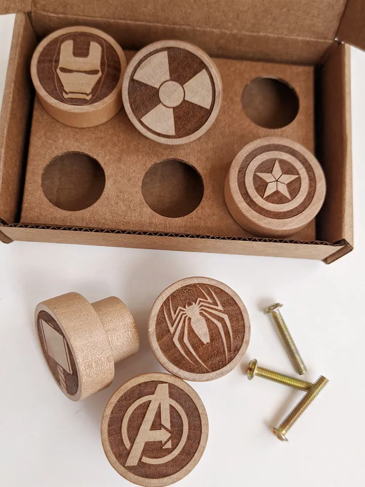 Wooden furniture knobs Marvel superhero Сhildren's room