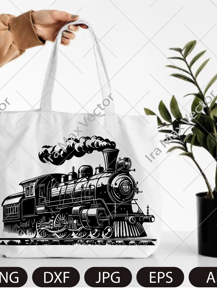 Steam locomotive vintage svg, Retro transport, Old train, Train retro SVG PNG, Steam Engine Image ,Vintage Clip Art for Transfers Prints