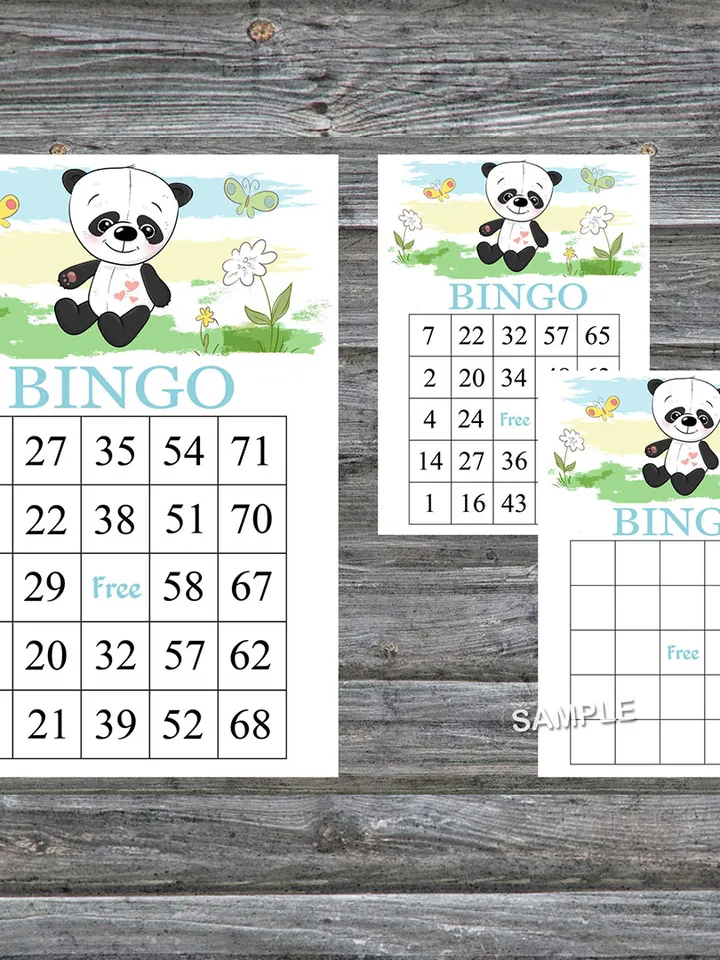 Baby Panda bingo cards,Panda bingo game,Baby Panda printable bingo cards,60 Bingo Cards,INSTANT DOWNLOAD--309