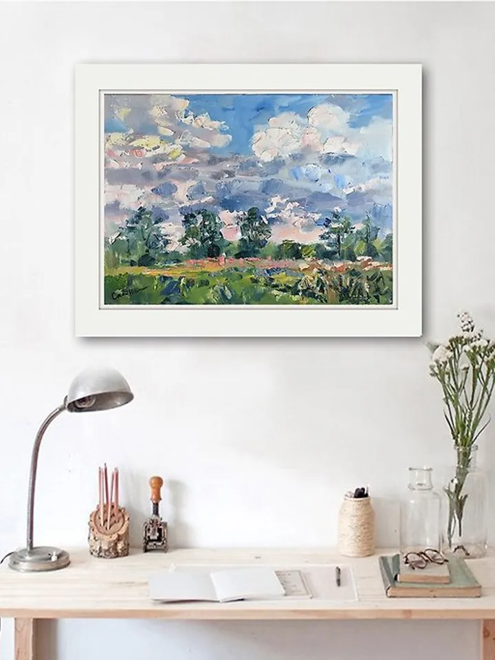 Nature Painting Landscape Artwork Clouds Original Art Impressionism