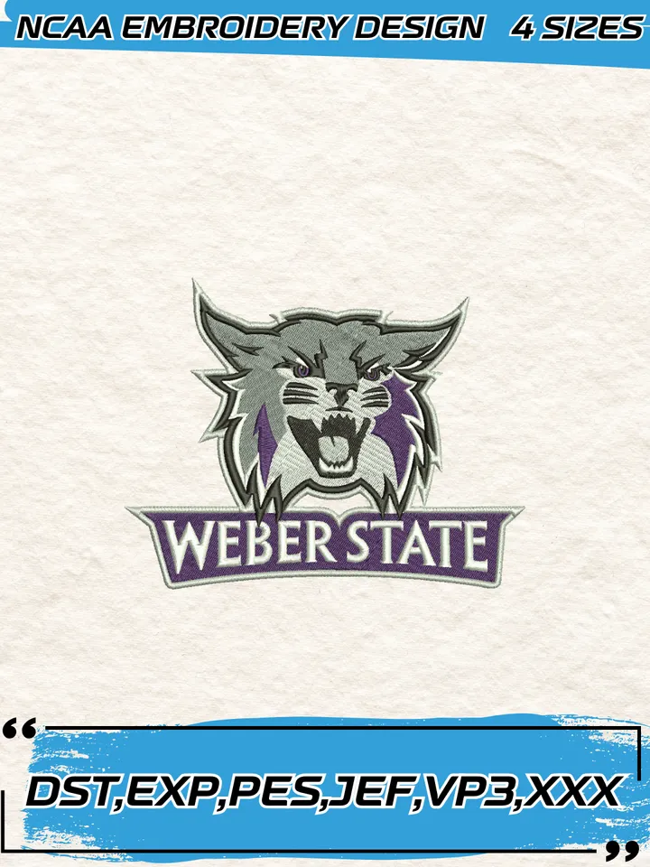 Weber State Embroidery Designs,NCAA Logo Embroidery Design,Machine Embroidery Design File,4 Sizes, Digital Download